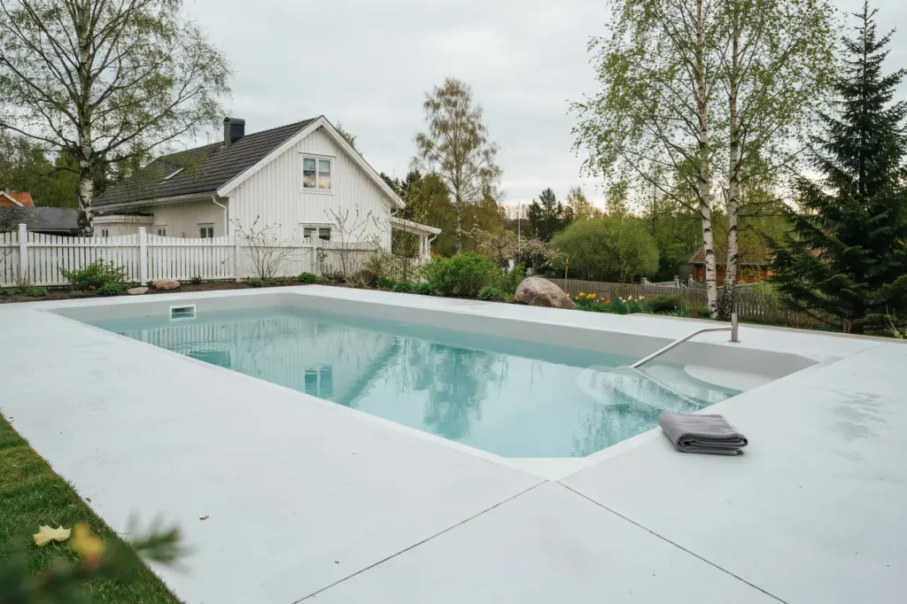 nyckelf rdig glasfiberpool med trappa i r nninge salem
