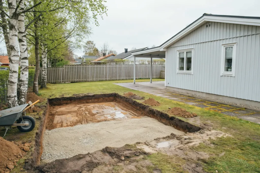 schakta f r garageuppfart eller carport r tt markarbete f r l ng h llbarhet och mindre framtida underh ll