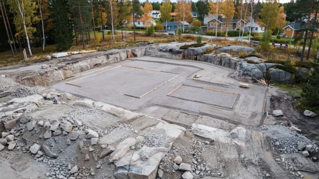 spr ngning och anl ggning av husplatta f r tv v ningshus